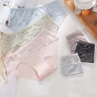 ML Ice Silk Бесшовные женские кружевные трусики с мягкой дышащей хлопковой ластовицей, удобные трусики для женщин высокое качество