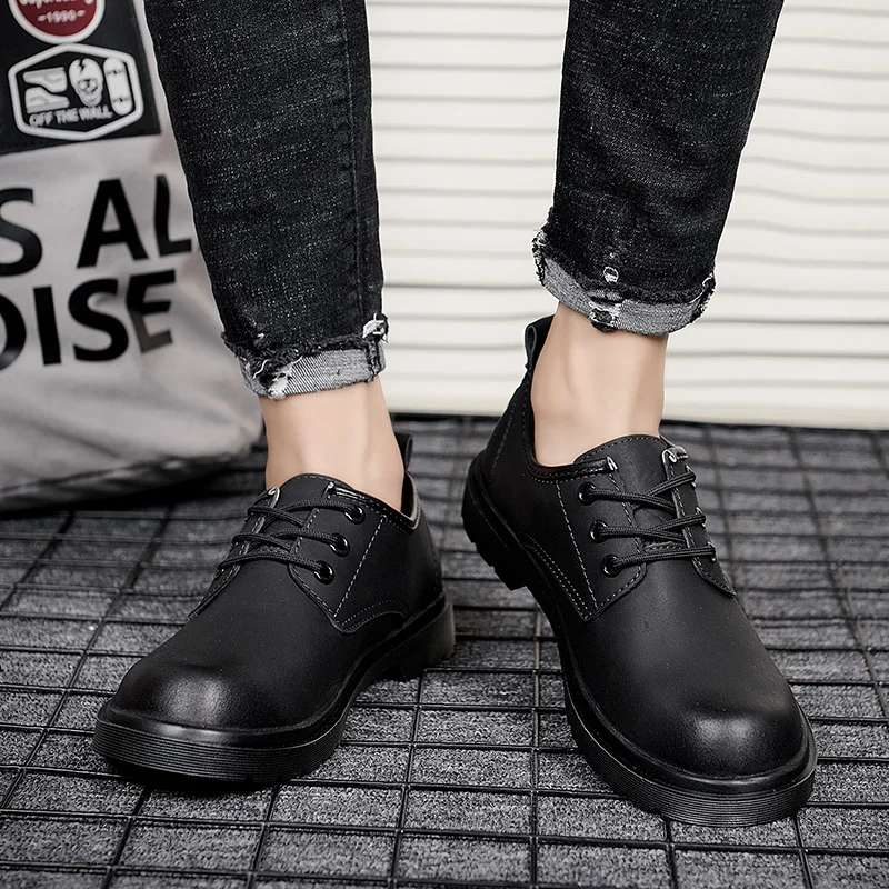 

Concise Fashion Classic Black Leisure Business Office Shoes for Men Big Size Outdoor Martin Tooling Shoes Leather Casual Shoes