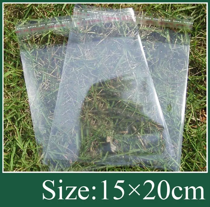 

500x clear Self Adhesive Seal Plastic Bag 15*20cm opp bag /poly bag free shipping