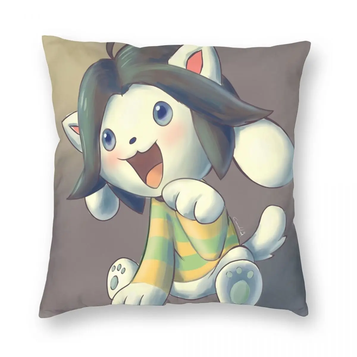 

Temmie Pillowcase Polyester Linen Velvet Creative Zip Decorative Throw Pillow Case Sofa Seater Cushion Cover