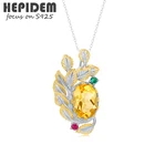 HEPIDEM ожерелье из серебра 100% пробы с кулоном из цитрина 925 пробы