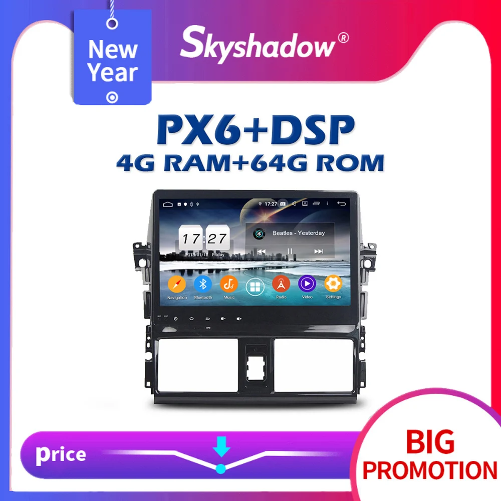 PX6 автомобильный DVD плеер DSP IPS Android 10 0 4 Гб + 64 Wi-Fi Bluetooth 5 Радио RDS GPS карта для Toyota VIOS