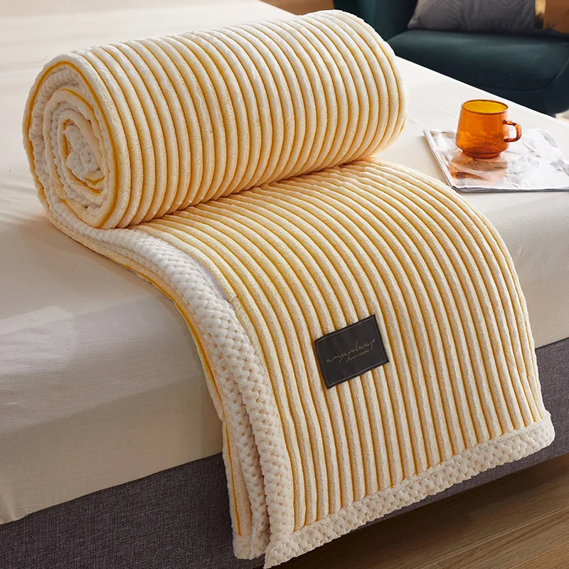 

1Pc AB Side Winter Duvet/Quilt Cover Magic Velvet Fleece Solid Warm Thicken Blanket Stripe Bedclothes 200*230cm Home Textile