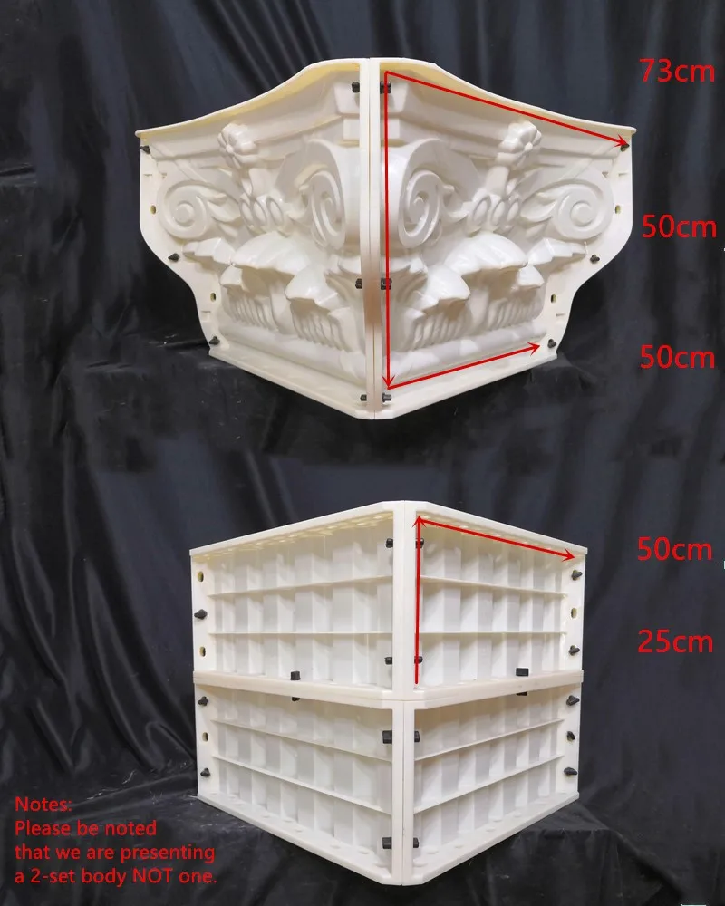 50cm/19.69in Buckle up/ Interlock Slots Body Plain, Leave/Flower&Star Top Molds For Square Concrete Cement Roman Pedestal Spare
