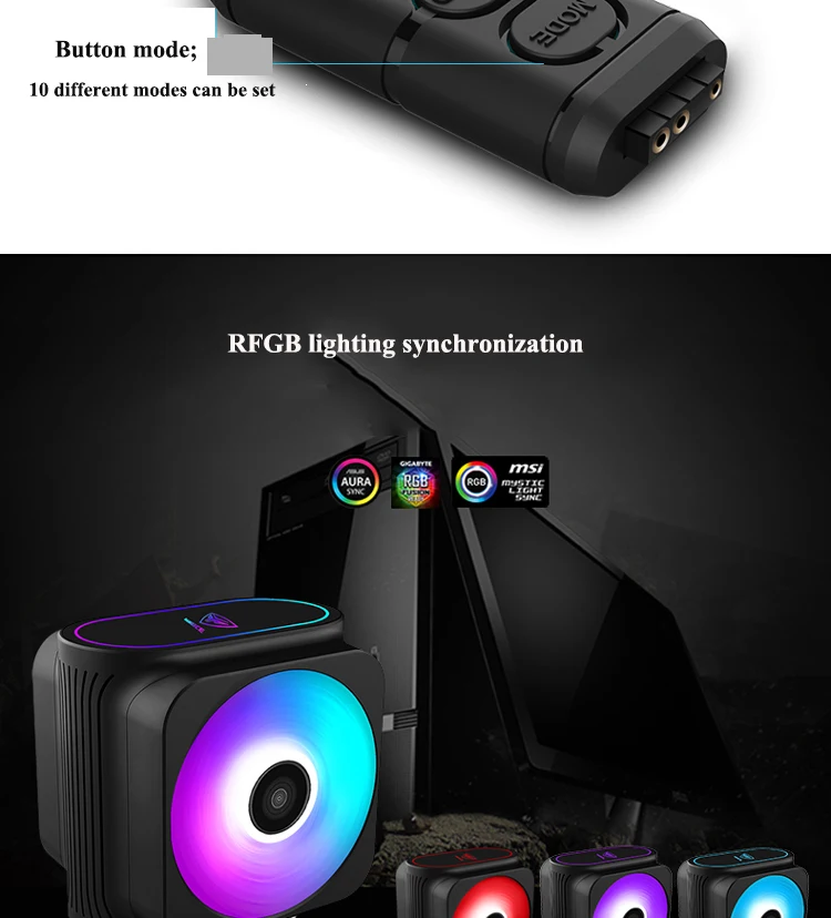 Pccooler RGB dual 120 мм/12 см PWM кулер для процессора с 6 медными тепловыми трубками, высокопроизводительный охлаждающий вентилятор