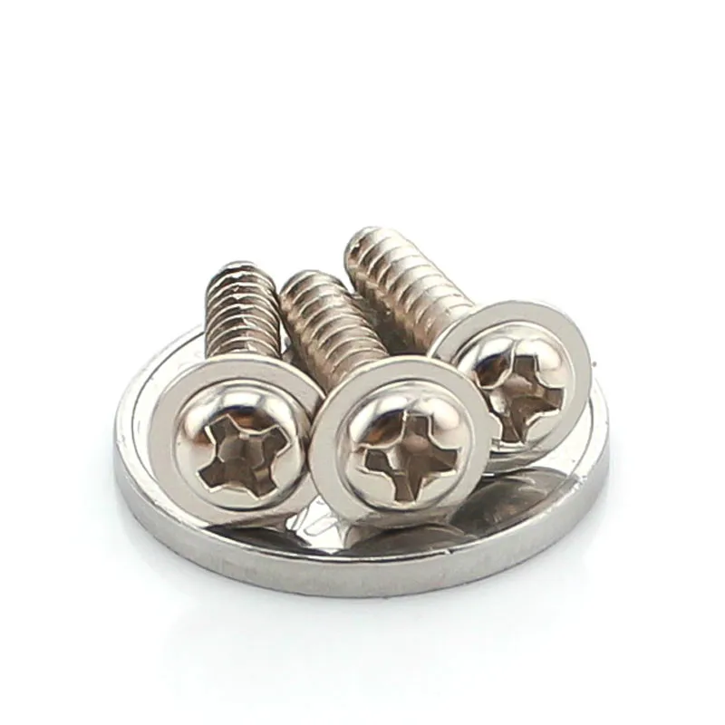 

200PCS-M2*4/5/6/8/10 PWA Nickel Plated Cross Round Head Self Tapping Screw With Pad Pan Head Tapping Screws High Quality
