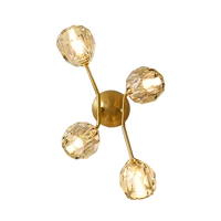 postmodern real brass wall sconce personality living room bedroom corridor crystal glass wall lamp home hotel decor illumination
