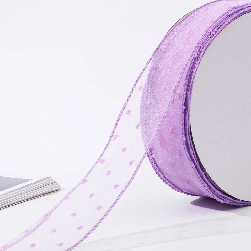 50mm 25 Meters/roll Pink White Bubble yarn Ribbon DIY Dots Handmade Organza Christmas Bownots Gift Wrapping Party Ribbons | Дом и сад