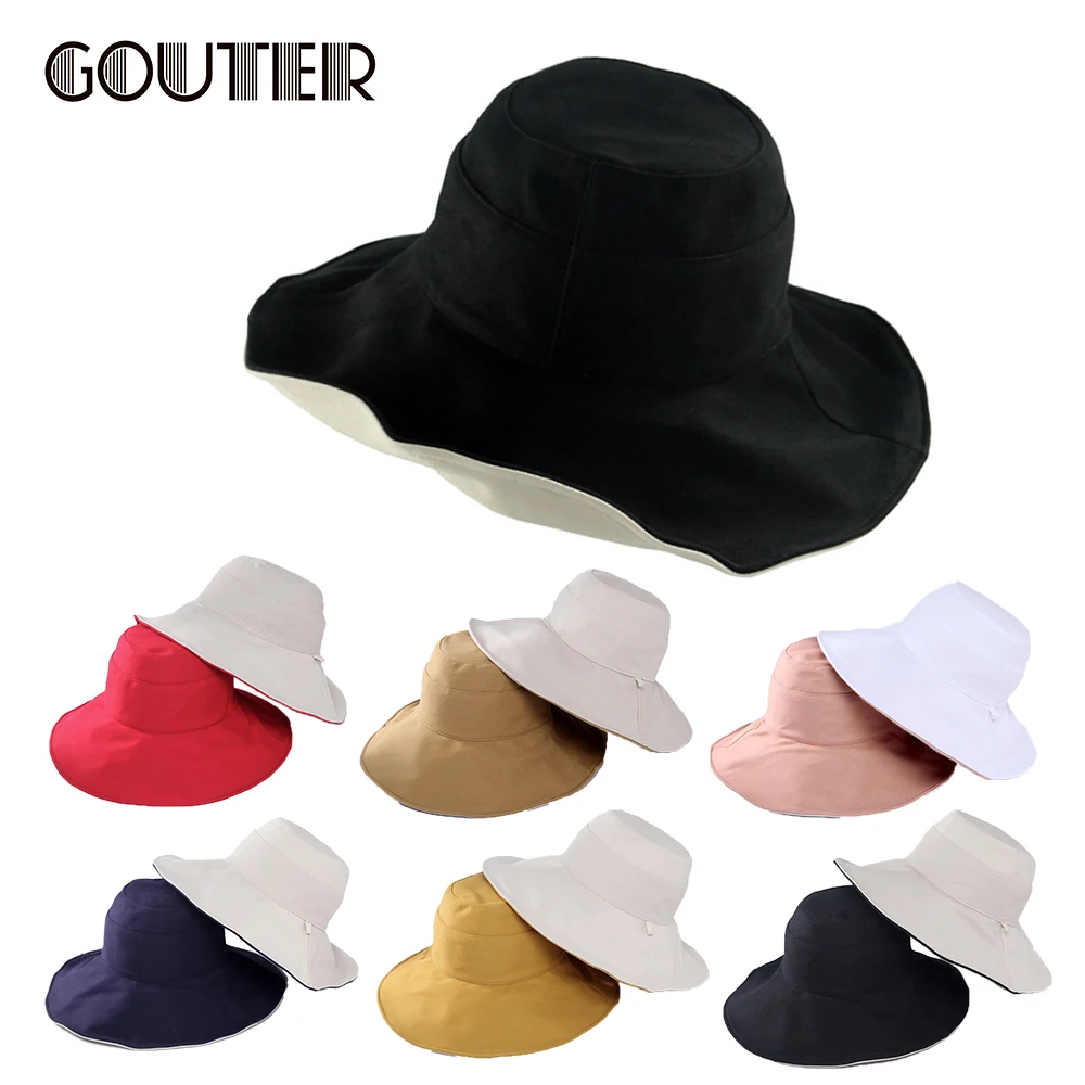 Шляпа GOUTER с широкими полями для женщин двусторонняя Панама в японском стиле