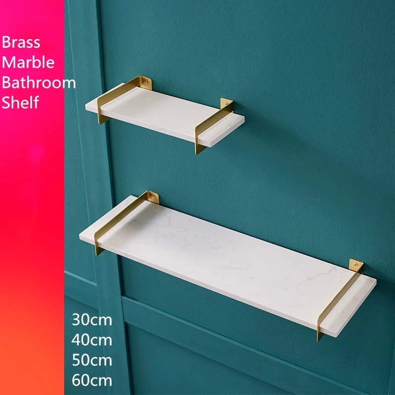 Роскошная ламинированная плавающая полка 50/60 см латунная мраморная настенная