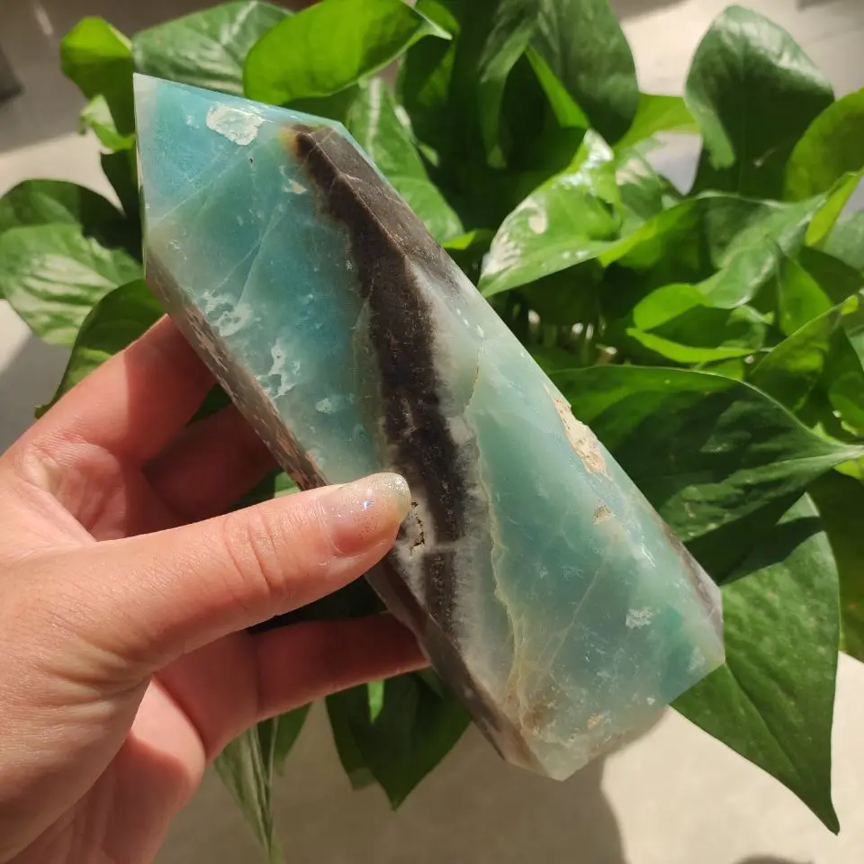 

16cm Natural Crystal Point Amazonite Stone Healing Obelisk Quartz Wand Green Ornament for Home Decor Reiki Energy Stone Pyramid