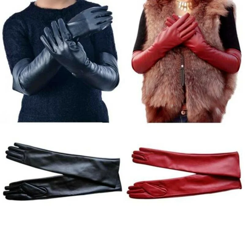 

Women Ladies Faux Leather Evening Gloves Long Opera Elbow Dress Elegant Glove