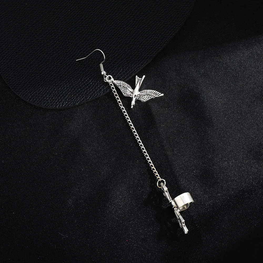 

European And American Creative Hot-selling Simple Bird Ear Clips New Retro Wild Long Chain Ear Bone Clip Ladies Earrings