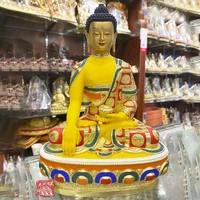 2022 high grade colored draw good buddha statue bless family safety healthy luck painted sakyamuni buddha god statue