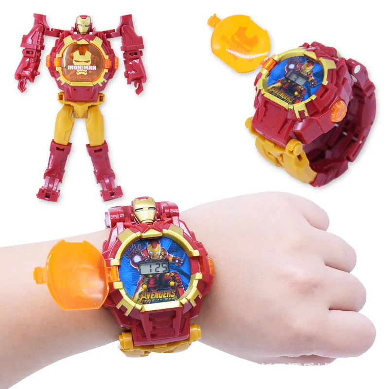 

Light Digital Children Watches Toys Boys Cartoon Robot Transformation Wristwatch Kids Toy Mecha Robot Electronic Clock