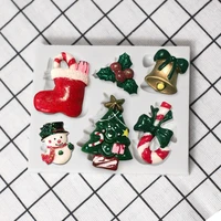 christmas snowman silicone mold socks leaf bell tree cake decoration chocolate fondant fudge baking supplies 3d resin art