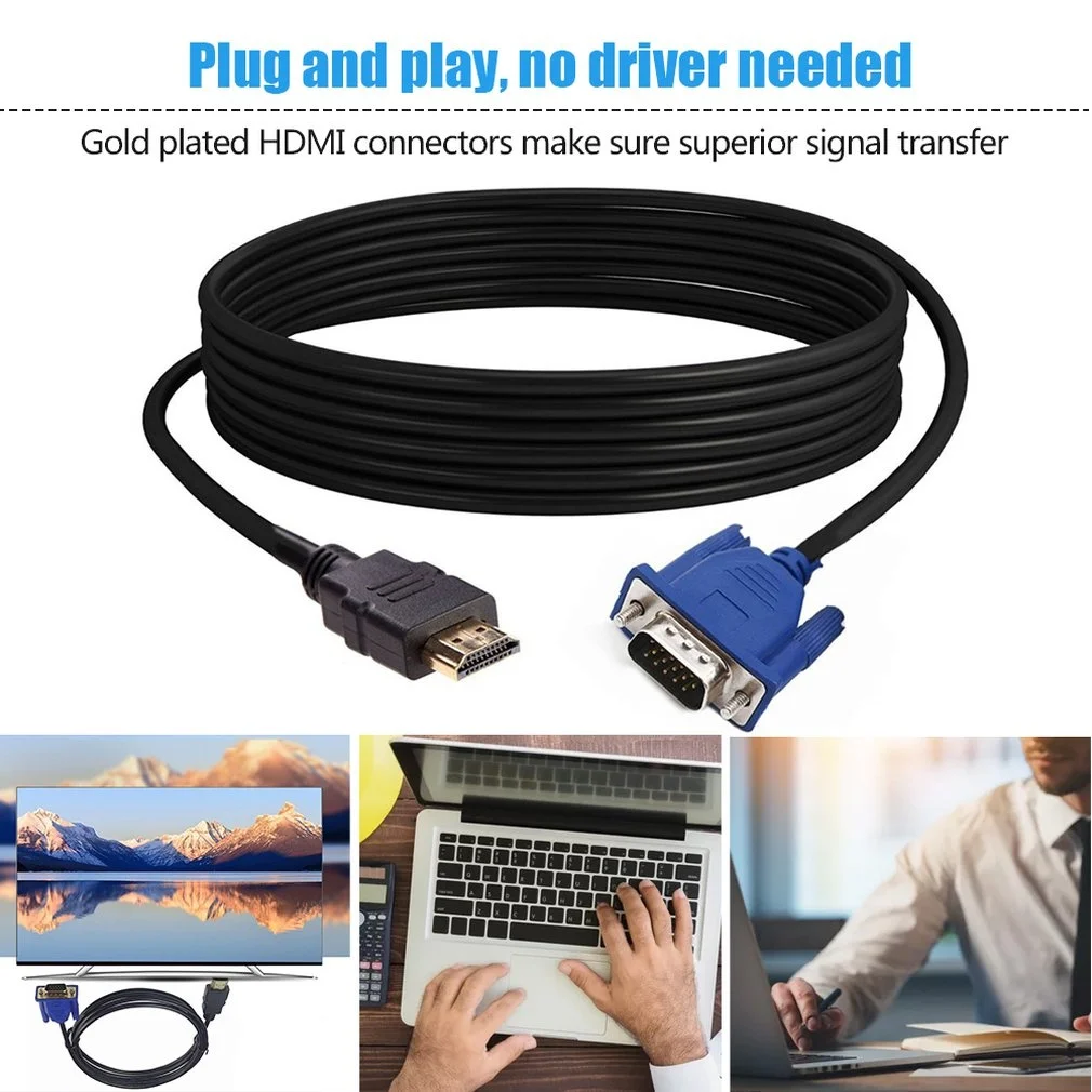 HDMI-совместимый кабель 1/1 8/3/5 м с VGA HD аудиоадаптером Прямая поставка | Электроника