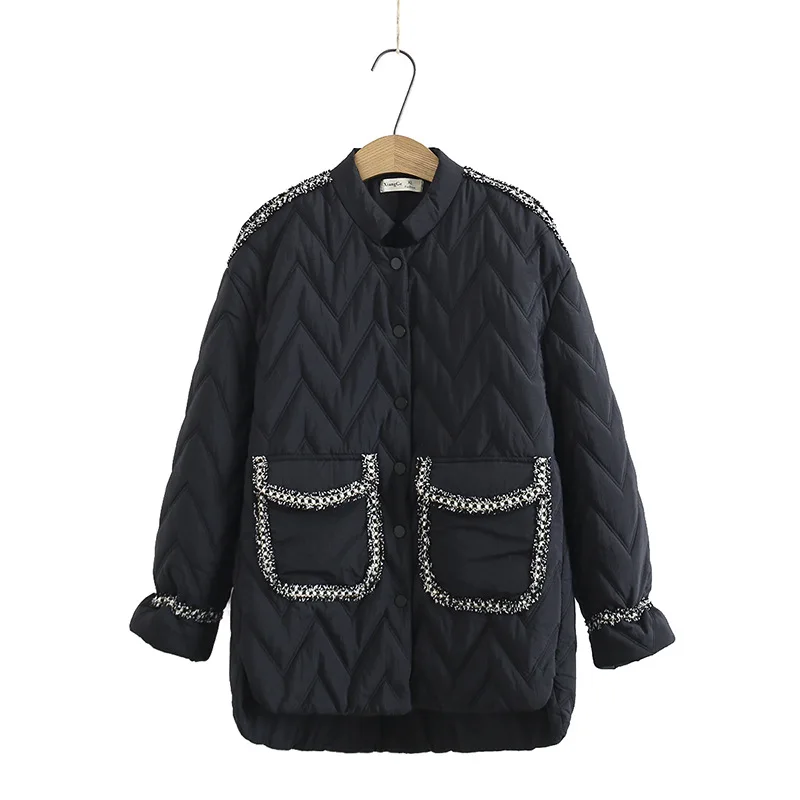 

Женская стеганая куртка больших размеров, новинка 2020 года, тонкое свободное шикарное хлопковое пальто 2020