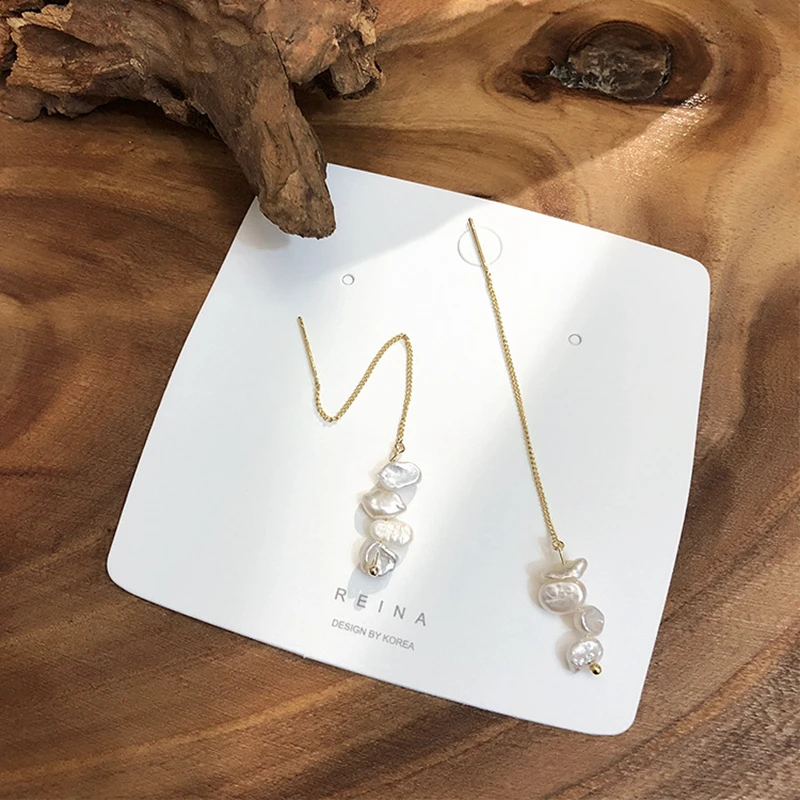 Женские длинные серьги с пресноводным жемчугом подвески в Корейском стиле
