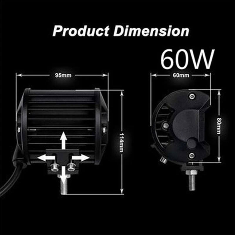Автомобильные аксессуары 10800LM 60W 4 дюйма 20 светодиодов водонепроницаемый рабочий