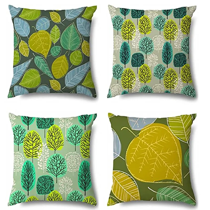 

Green Yellow Leaves Waterproof Pillowcase Sofa Cushion Case Oil Proof Pillow Cover Home Car Cushion Cover Linen Pillow Case