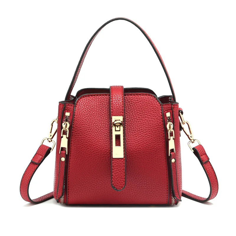 Женские сумочки из натуральной кожи однотонные сумки ведра в стиле ретро на