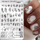 Трафареты NICOLE DIARY для маникюра, большие прямоугольные штамповочные пластины с изображением точек, цветов, листьев