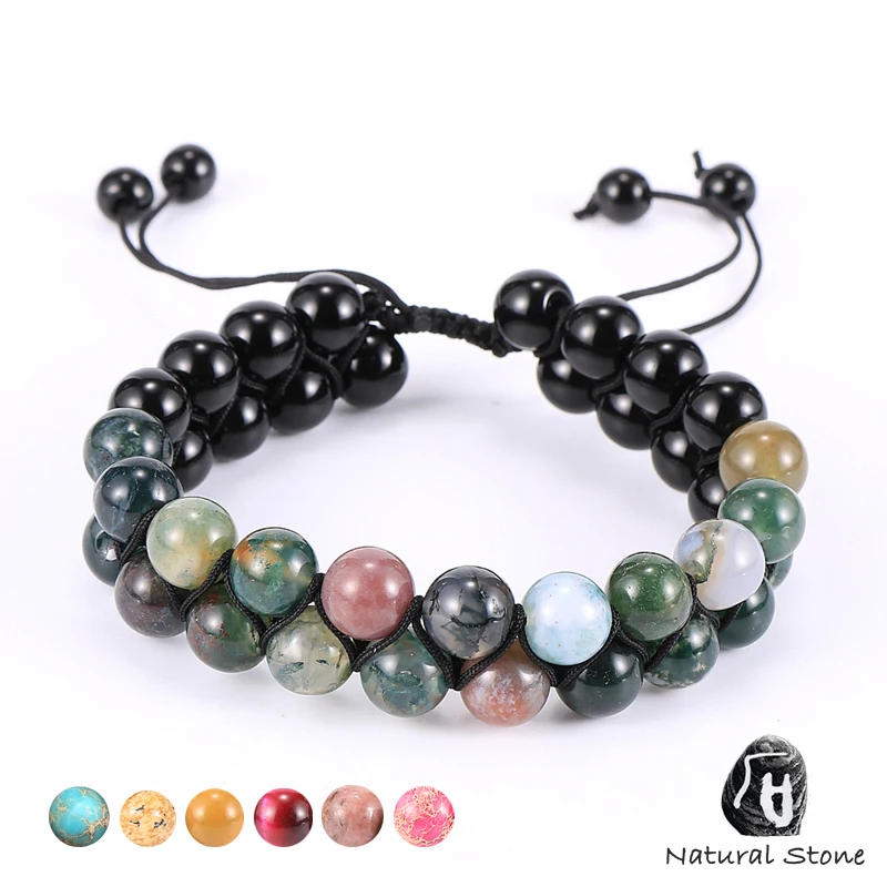 Женский ювелирный браслет из натурального камня императора индийский оникс 8 мм