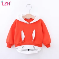 lzh childrens clothing 2021 autumn baby girl long sleeve hooded sweater newborn cute long ear pullover for boys girls