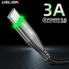 USLION 2 м USB Type C кабель для Samsung S10 S9 Redmi note 8 pro Телефон 3A быстрой зарядки USB-C провод зарядного устройства для передачи данных