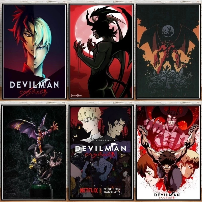 

Wall Artwork Home Decor Canvas Printed Devilman Crybaby Painting Poster Living Room Modular Japan Anime Pictures No Framework