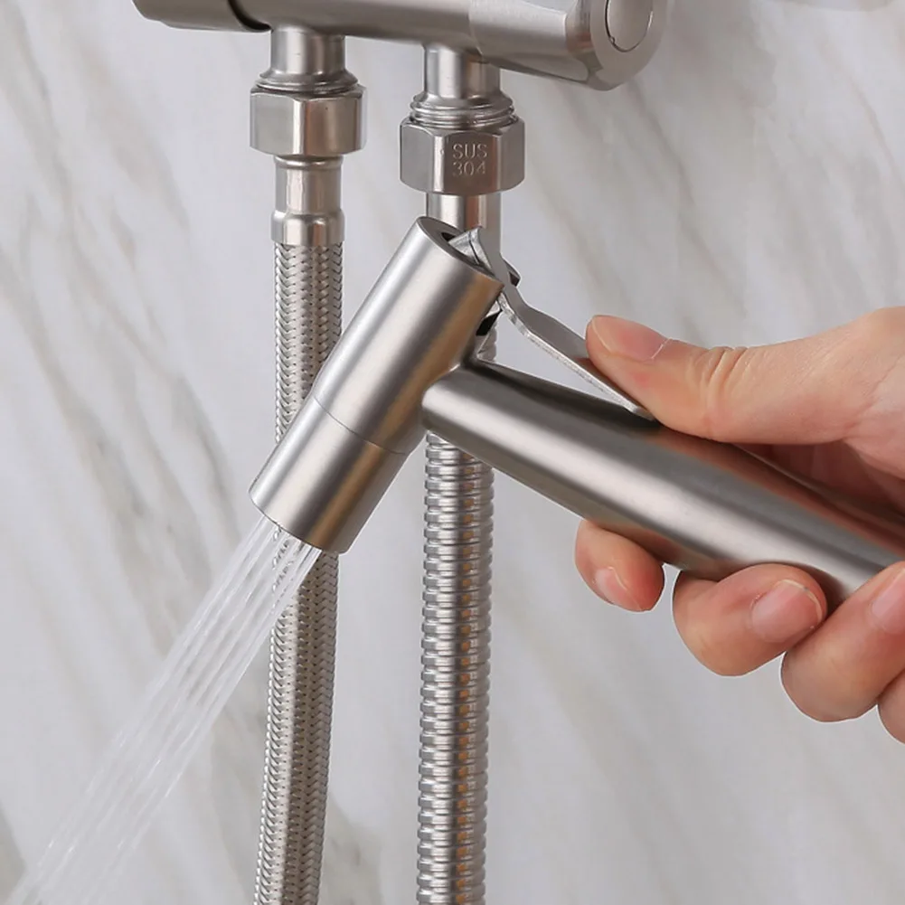 

Practical Handheld Toilet Bidet Sprayer Stainless Steel Self Cleaning Rinser Shower Head Simple Potty Cleaner Faucet No Punch