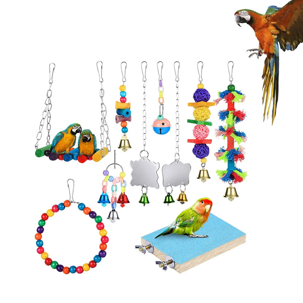 

10pcs Parrot Bird Playing Chewing Bird Swing Parrot Cage Accessoriess