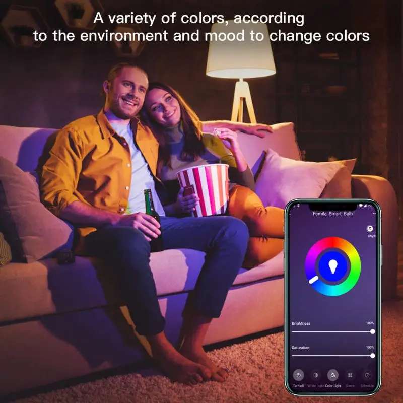 Умный светодиодный светильник Bulb15W E27/B22 RGB + CCT WiFi многоцветный лампа для работы с