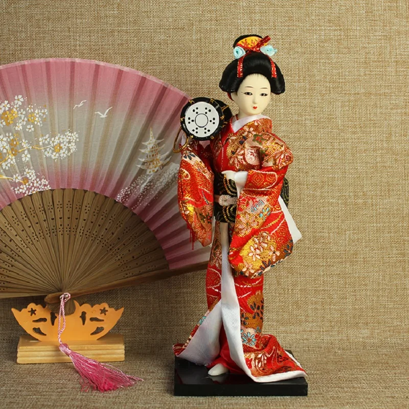 30cm Kawaii Japanese Lovely Geisha Figurines dolls with beautiful kimono New house office decoration Miniatures birthday gift 5