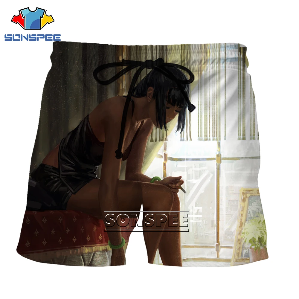 

SONSPEE 3D Sunken Beauty Printed Beach Shorts Summer Men's Casual Travel Shorts Unisex Trend Fashion Large Size Customized Short