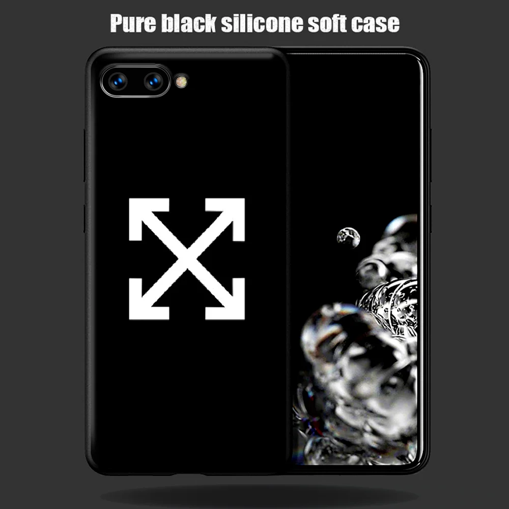 

Off Ow Brand Phone Case Cover Hull For HUAWEI Honor 6A 7A 7C 8 8A 8S 8x 9 9x 10 10i 20 Lite Pro black Coque Soft Bumper Painting