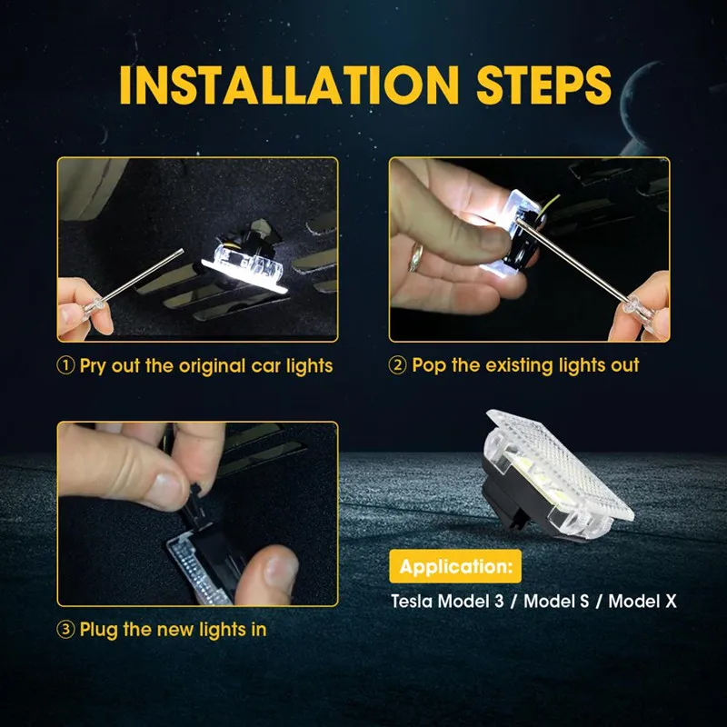 

Car Interior LED Light Ultra Bright Trunk Lamps Car Door Lamp Easy Plug For Tesla Model 3 Model X Model S Welcome Pedal Lights