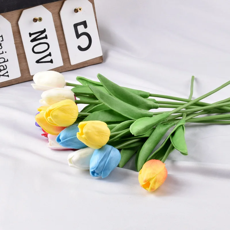 

10pcs Artificial Tulips Flowers Garden Decoration Real Touch Birthday Party Wedding Decoration искуственные цветы декор дома