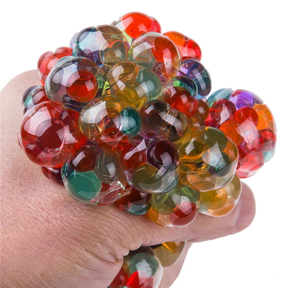 

1PC Funny Anti-Stress squishy Rainbow Mesh Ball Stress Glowing Squeeze Grape Toys Anxiety Relief Stress Ball Decompression toys