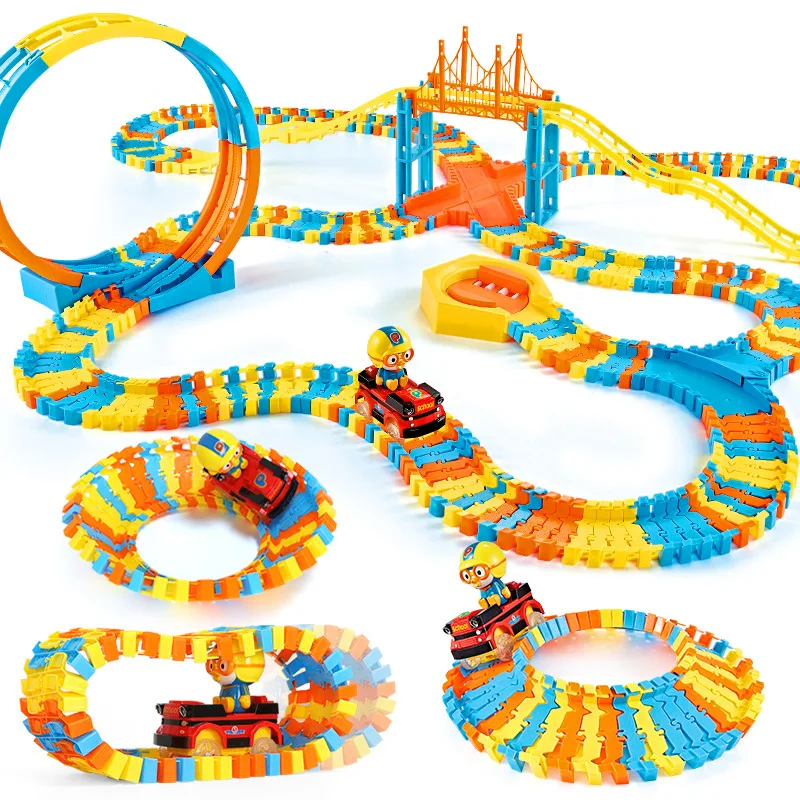 Электрическая разнообразная железная дорога волшебный гоночный трек набор