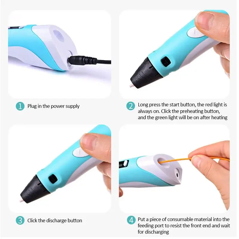 3D Printing Pen Magic DIY Pen/Pencil 3 d Stift Plastic ABS Filament 1.75mm For Kid Child Education Drawing Toys Birthday Gift | Компьютеры
