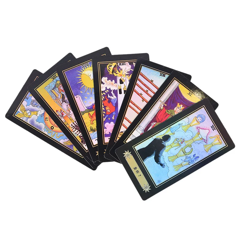 Juego de cartas de Tarot hologr&aacute;ficas para mujer, juego de mesa de Tarot brillante, versi&oacute;n en Ingl&eacute;s/chino-3