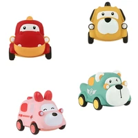 mini cartoon pull back vehicles cars toy set of 4 play animal pull back toys friction powered car toys for kids