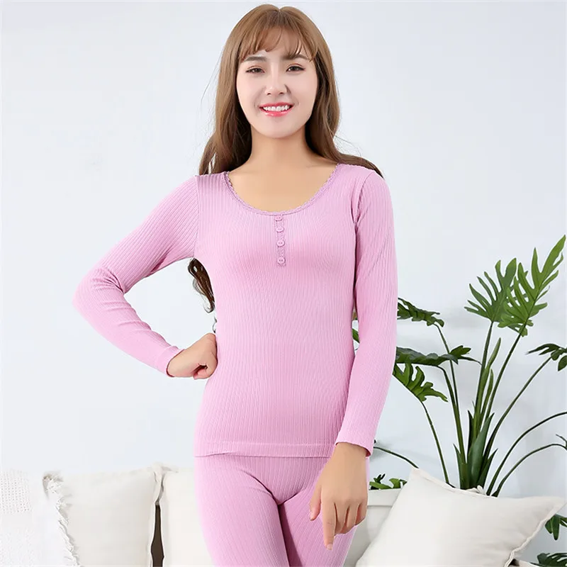 Модное осенне-зимнее новое женское термобелье из чистого хлопка в полоску с