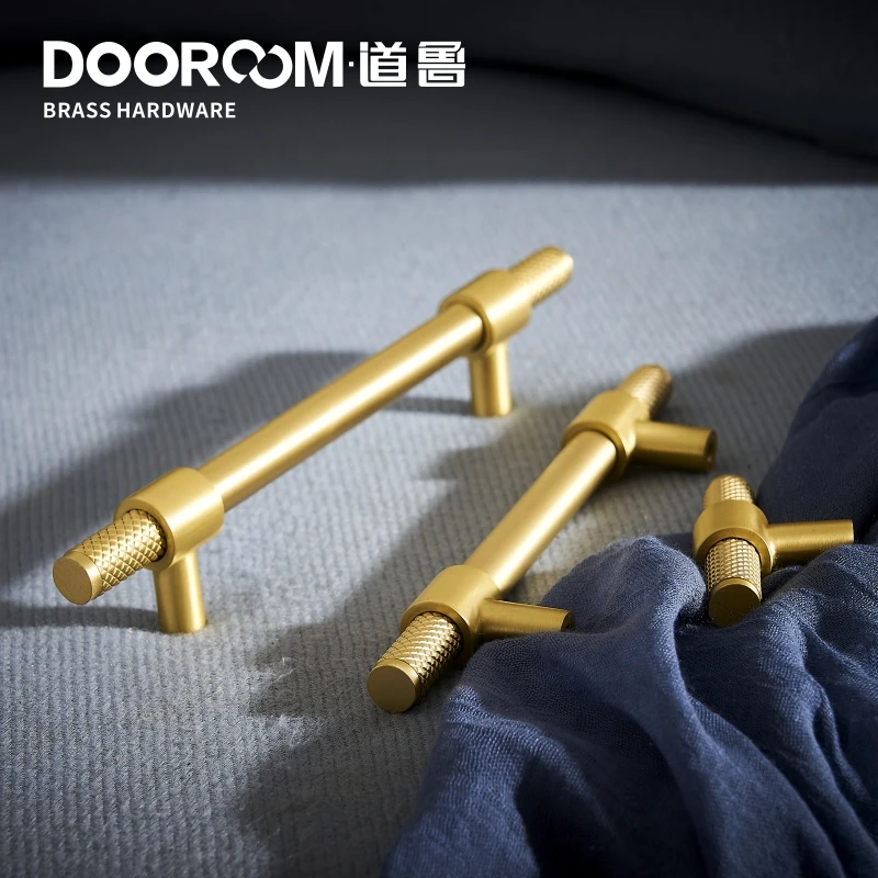 Dooroom латунные мебельные ручки Т-бар Черное золото рифленая текстурированная современная Италия шкаф комод шкаф выдвижные ящики