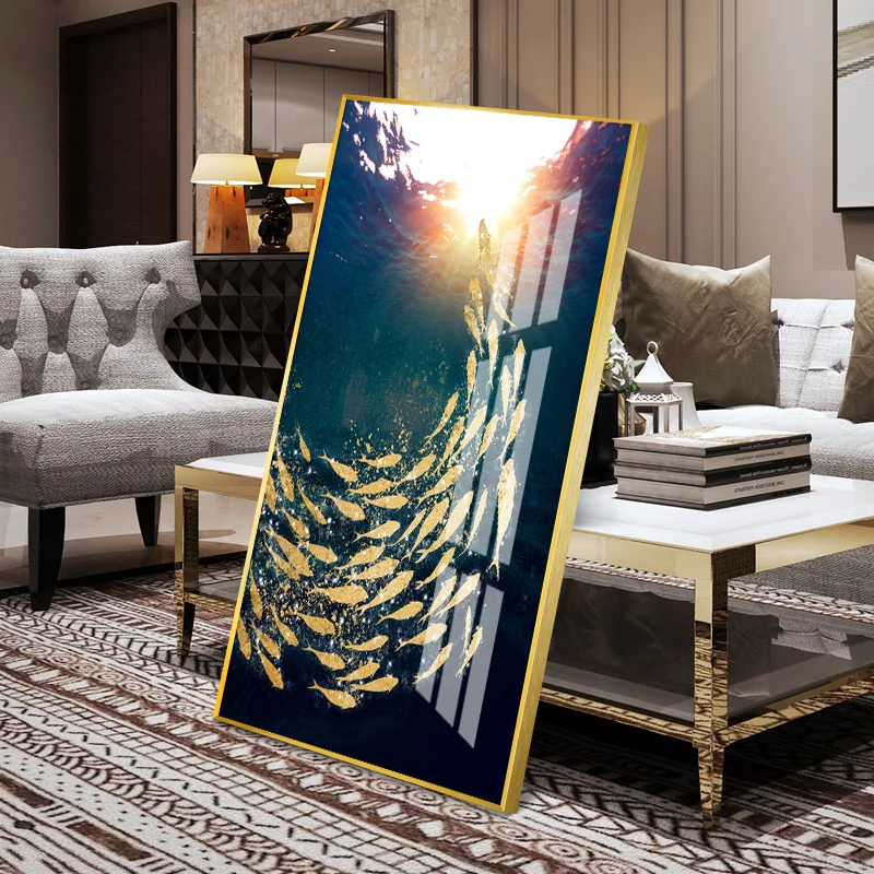 Kopen Diepzee School Vissen 5D Kristal Porselein Schilderen Diamant Inlay Schilderen Huis Woonkamer Muur Decor High End Art