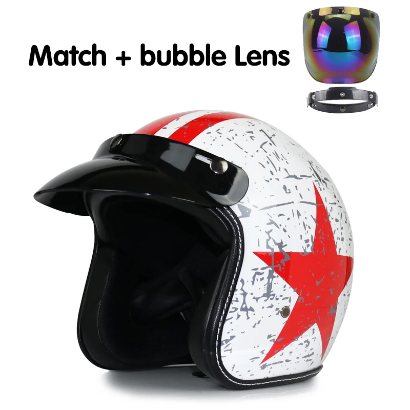 Мотоциклетный шлем для мужчин и женщин Классический ретро с открытым лицом 3/4 |