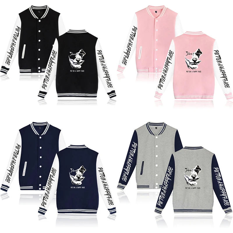 Бейсбольная куртка надеть счастливого лица пальто уличный стиль мужская и