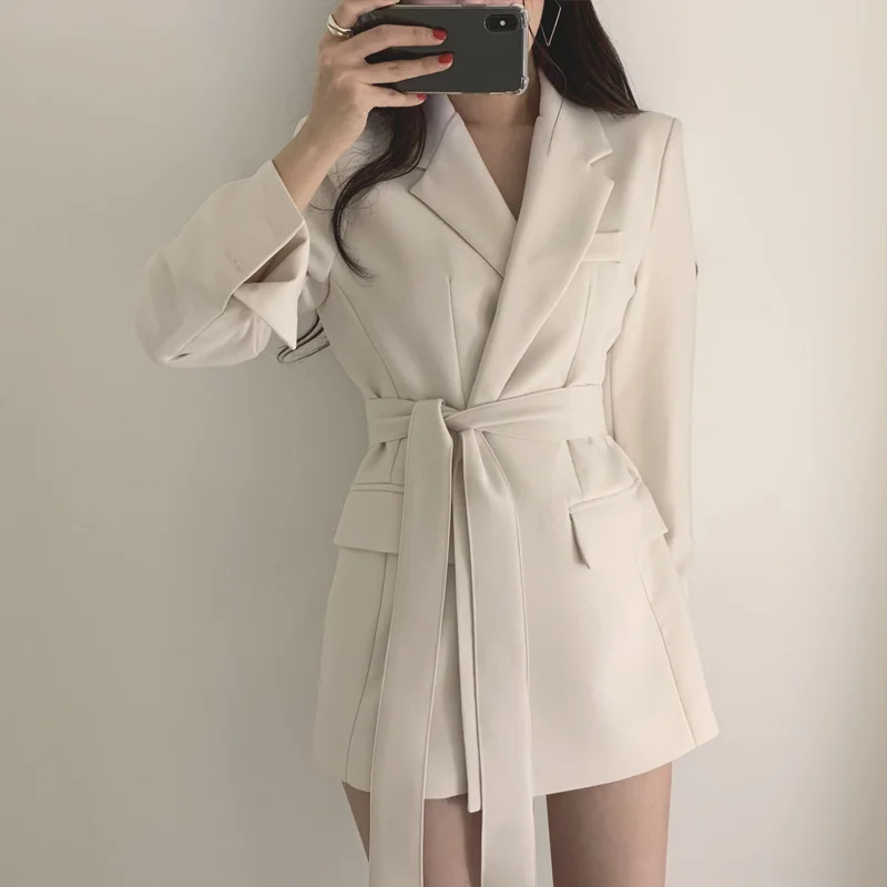 Новый осенне-зимний женский Блейзер офисный Женский на шнуровке с зубчатым